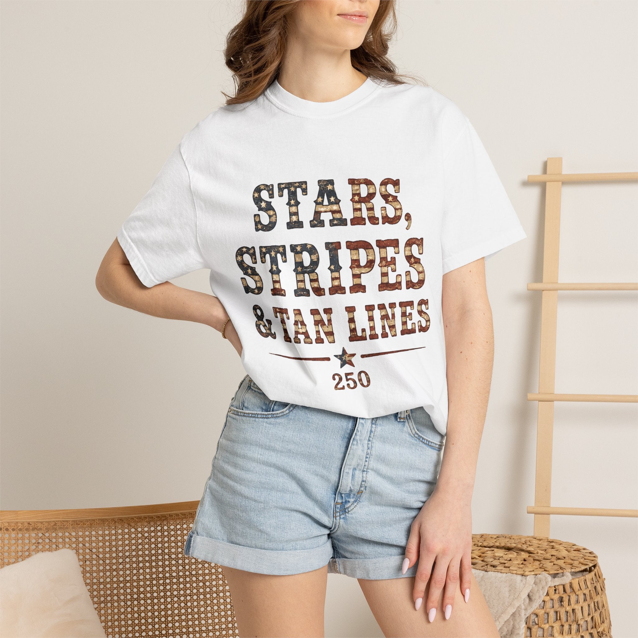 Stars Stripes Tan Lines Tee | Comfort Colors 1717