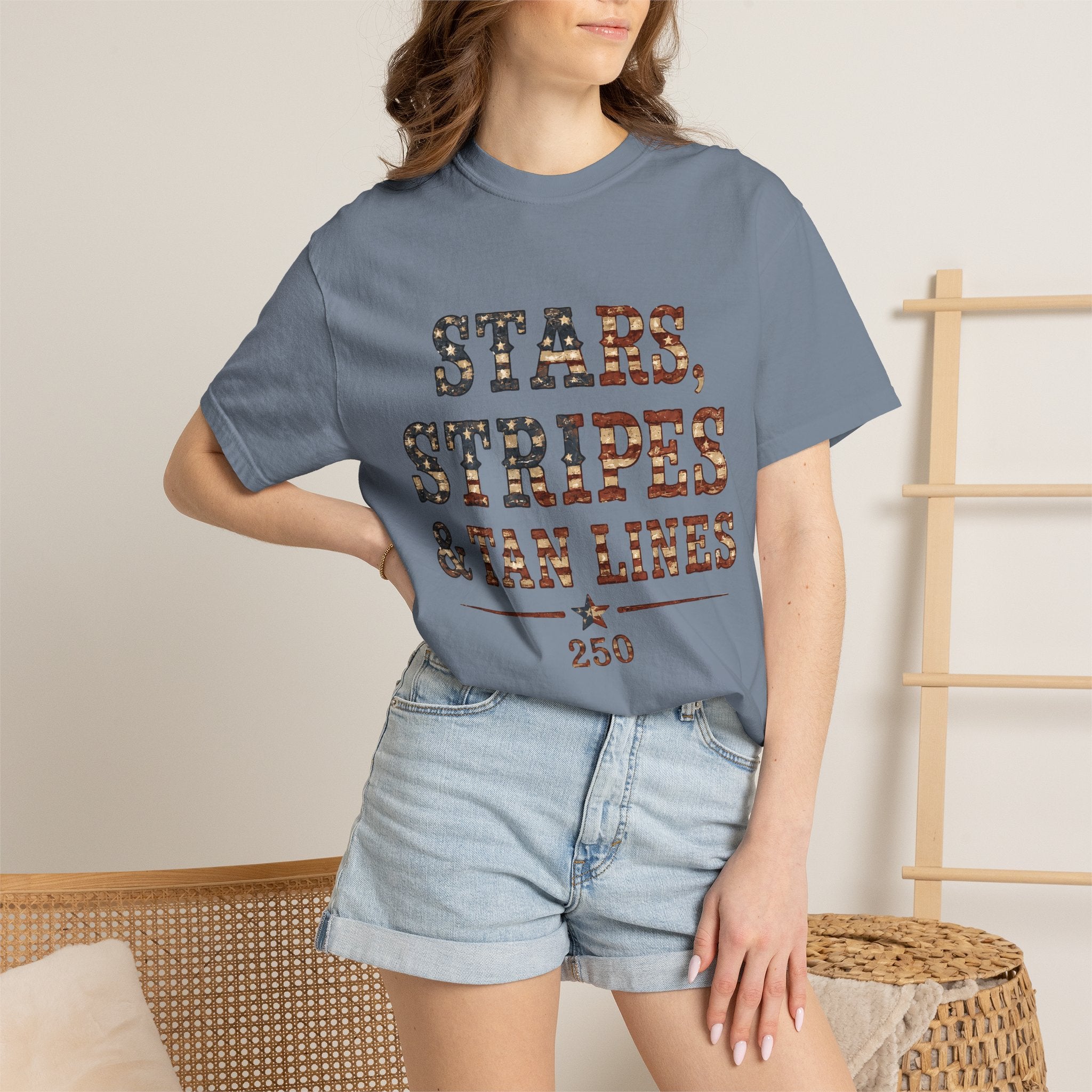 Stars Stripes Tan Lines Tee | Comfort Colors 1717