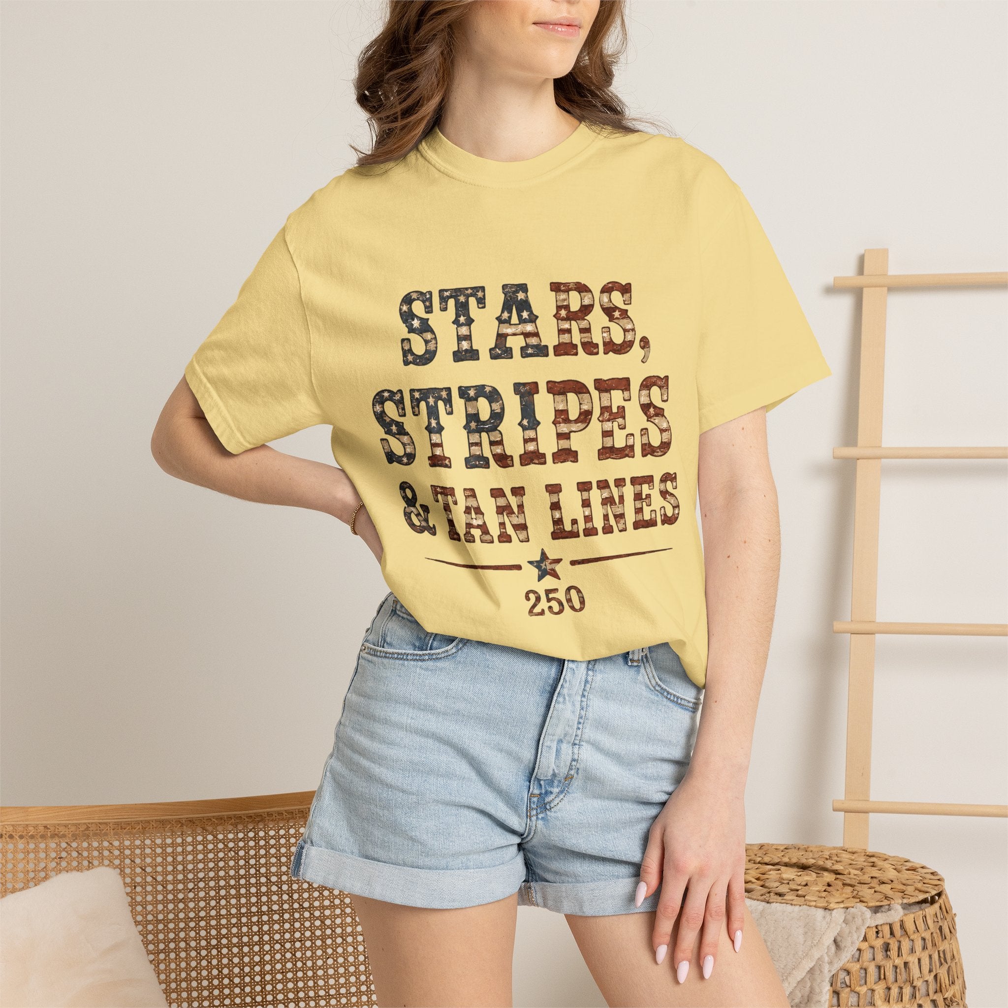 Stars Stripes Tan Lines Tee | Comfort Colors 1717