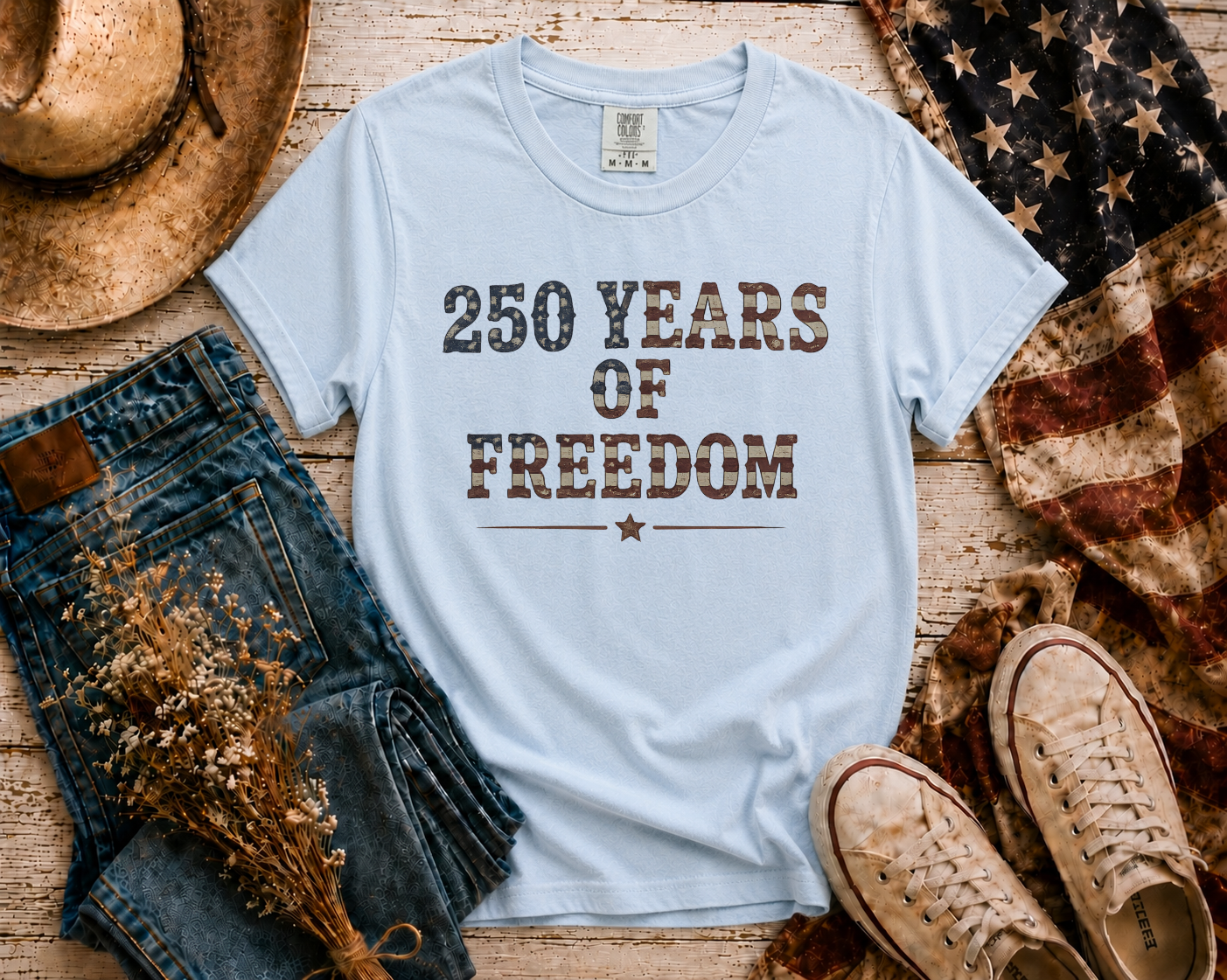 250 Years Of Freedom flatlay - Chambray