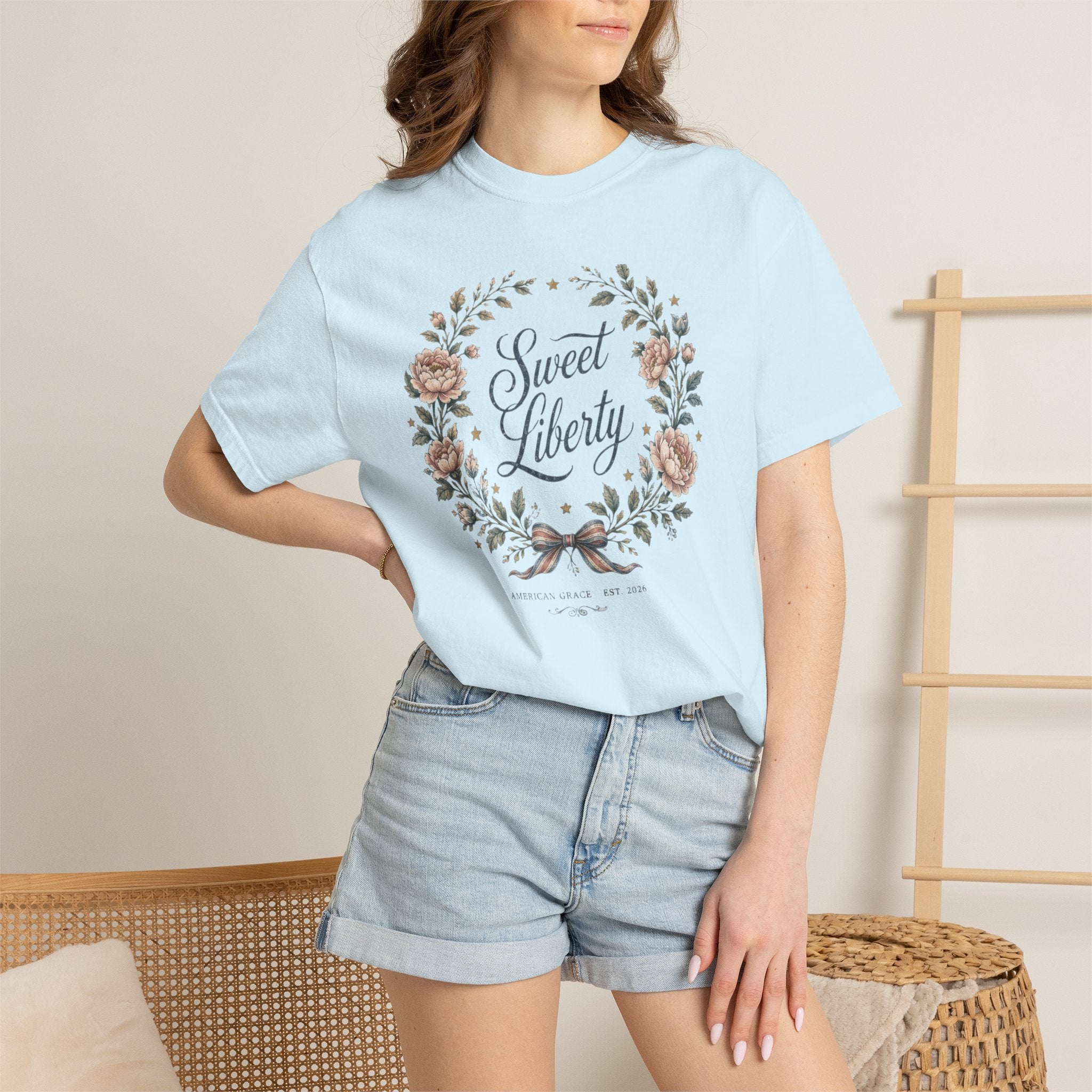 Sweet Liberty Floral Tee | Comfort Colors 1717