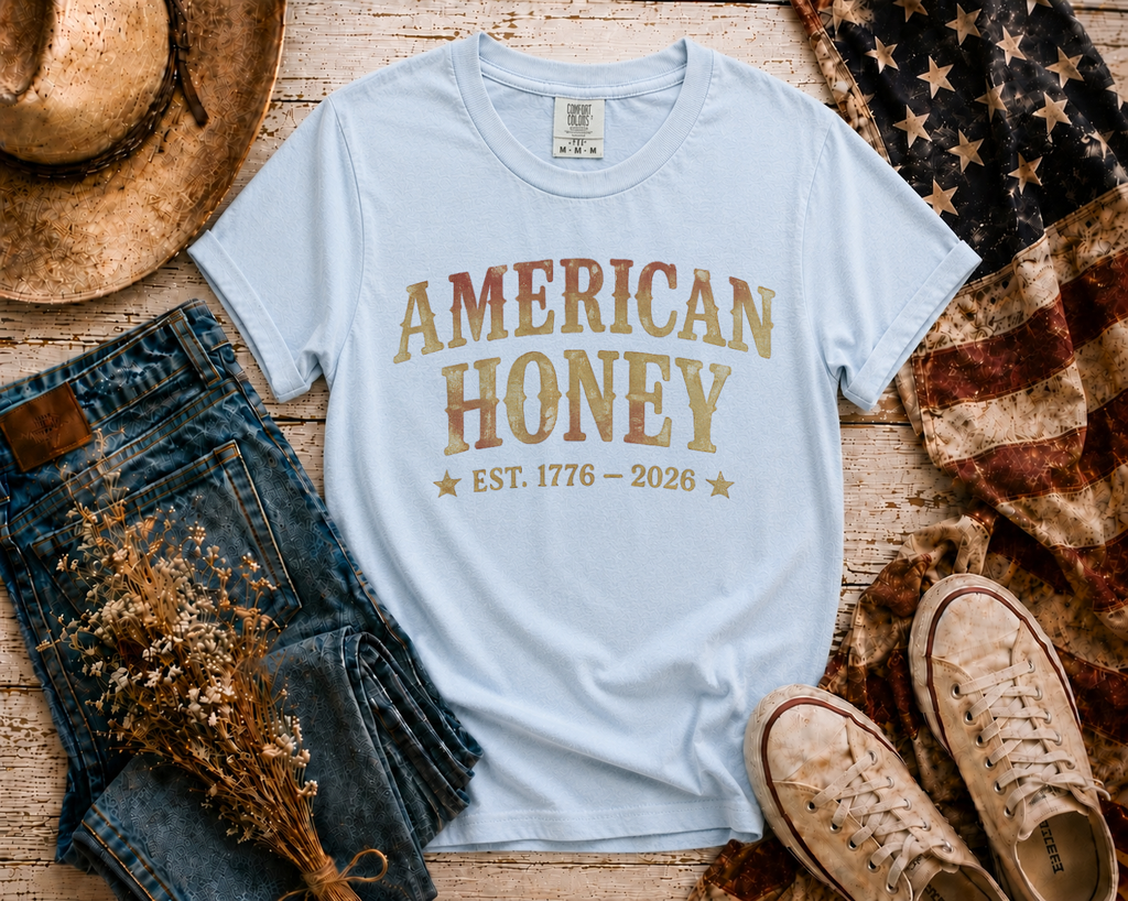 American Honey flatlay - Chambray