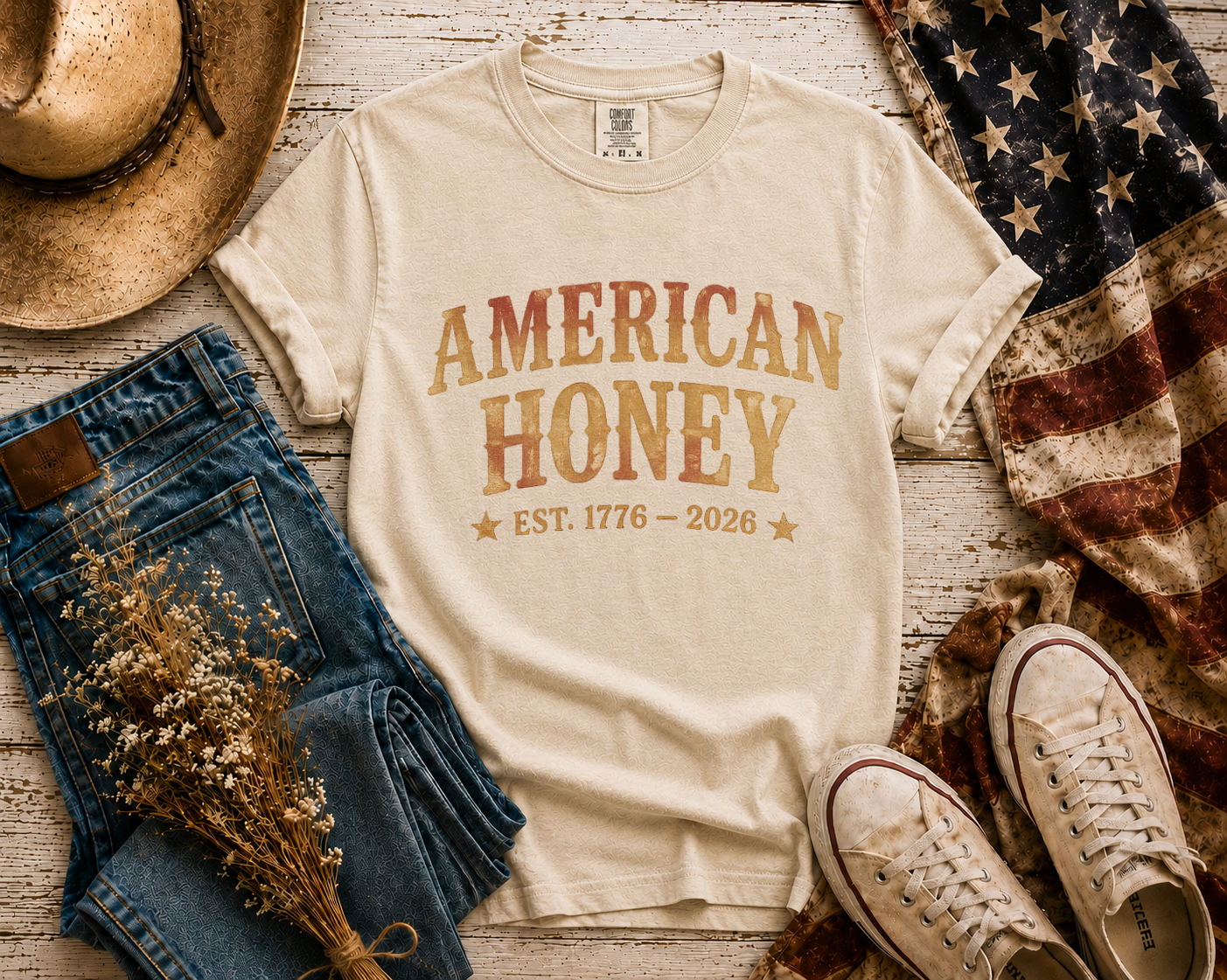 American Honey flatlay - Ivory