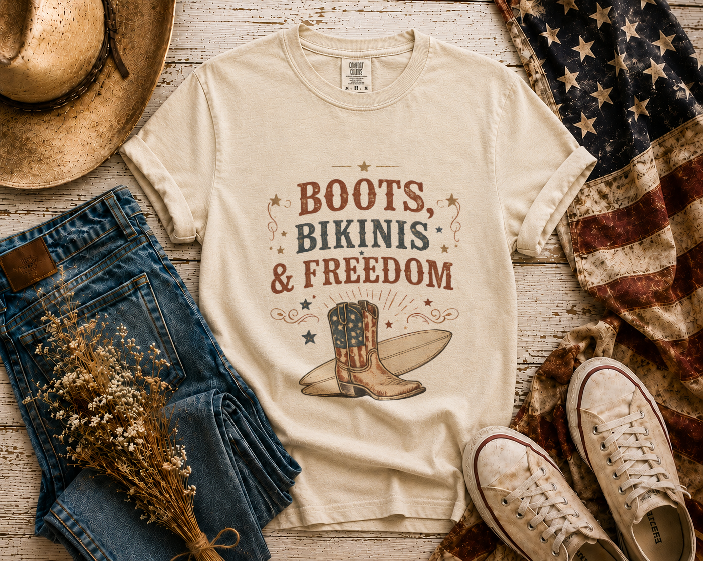 Boots Bikinis Freedom flatlay - Ivory