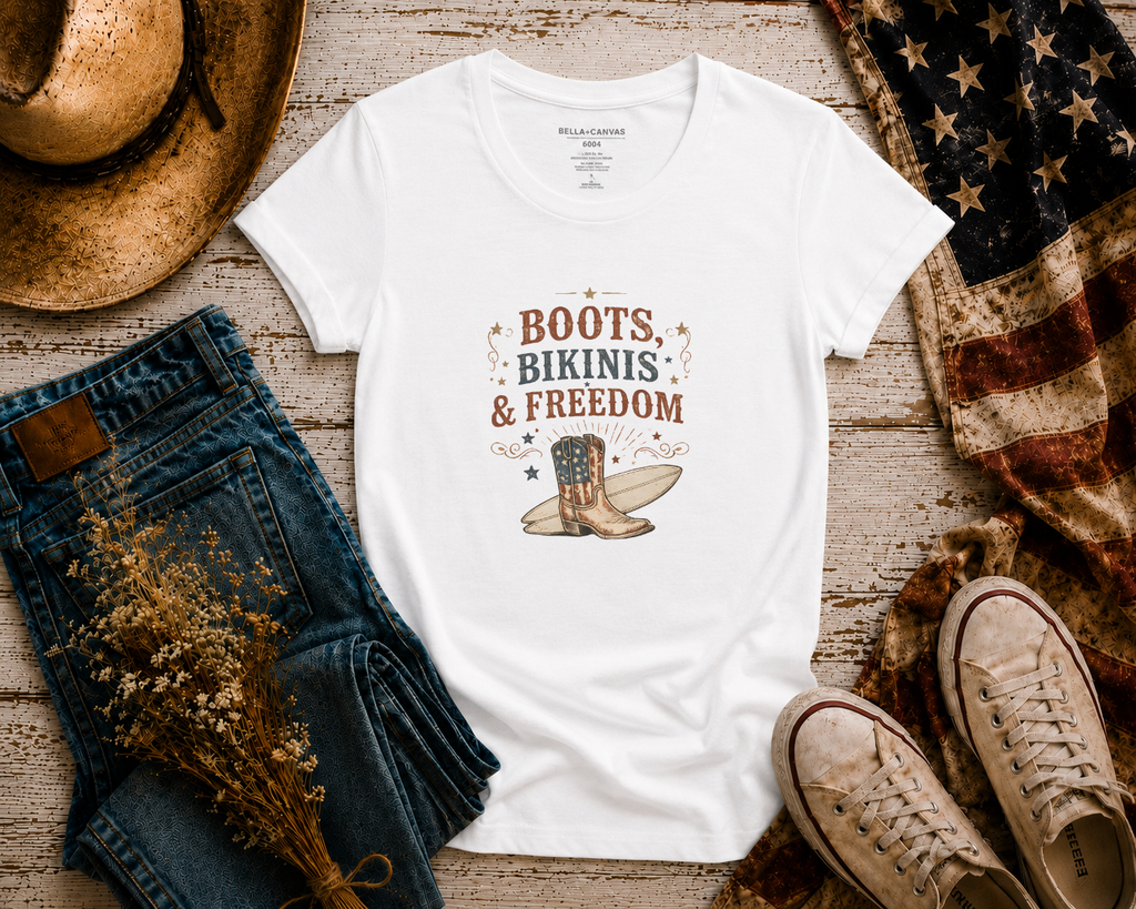 Boots Bikinis Freedom flatlay - White