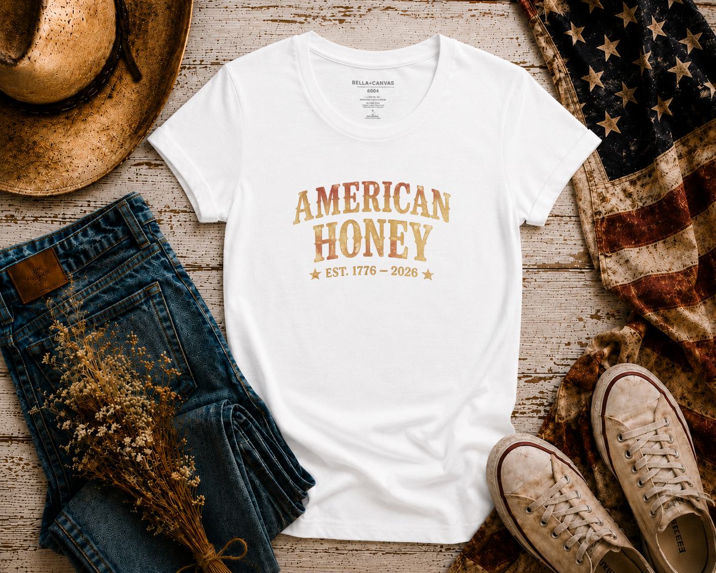 American Honey flatlay - White