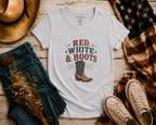 Red White Boots flatlay - Silver