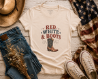 Red White Boots flatlay - Soft Cream