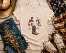 Red White Boots Tee | Bella+Canvas 6004