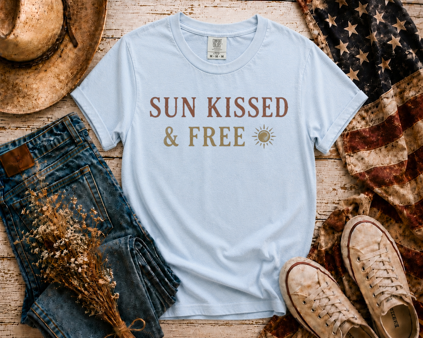 Sun Kissed Free flatlay - Chambray