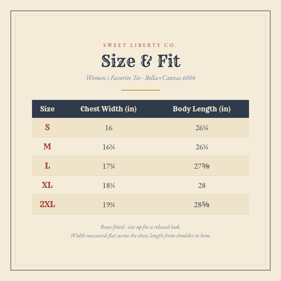 Bella+Canvas 6004 size chart