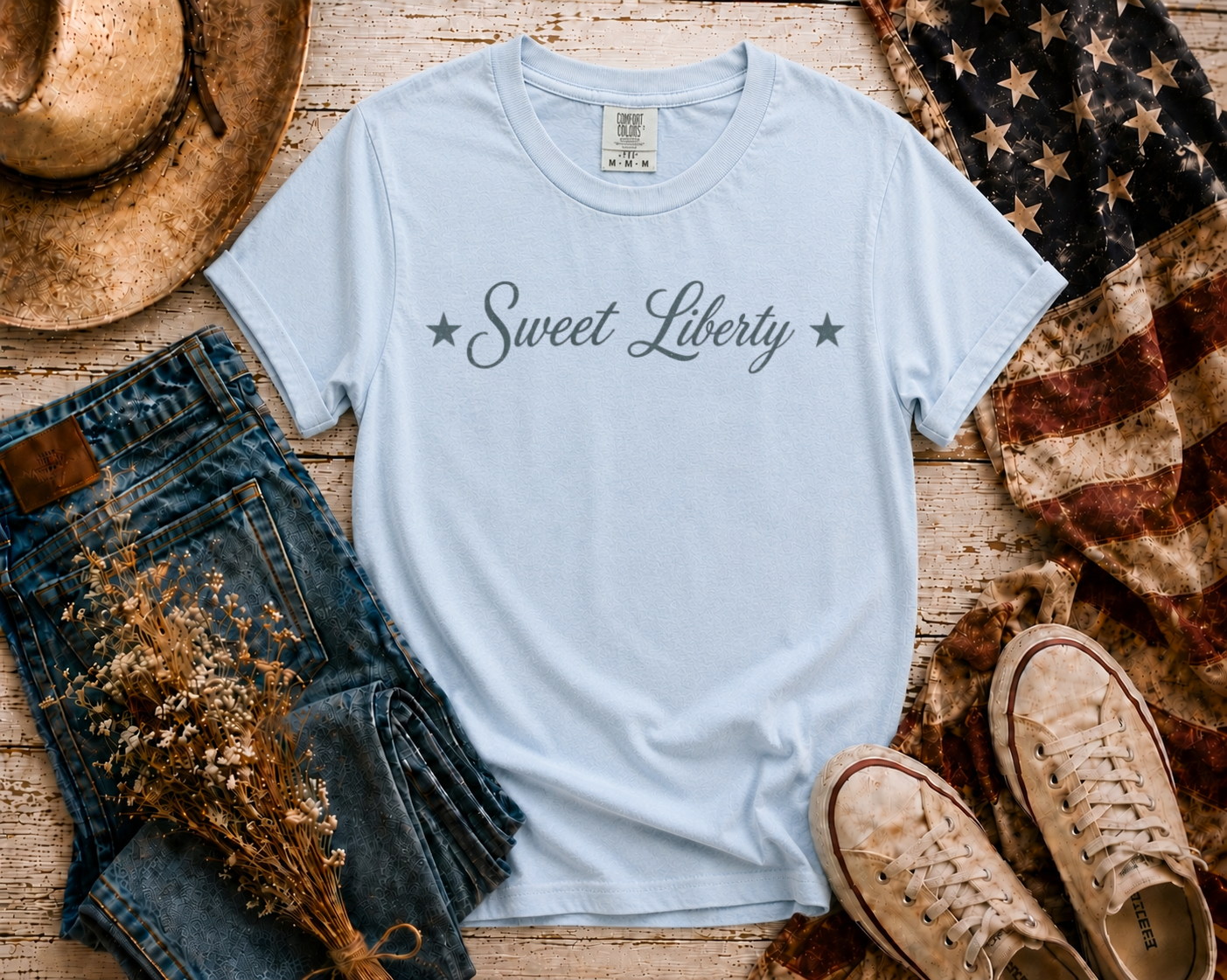 Sweet Liberty flatlay - Chambray