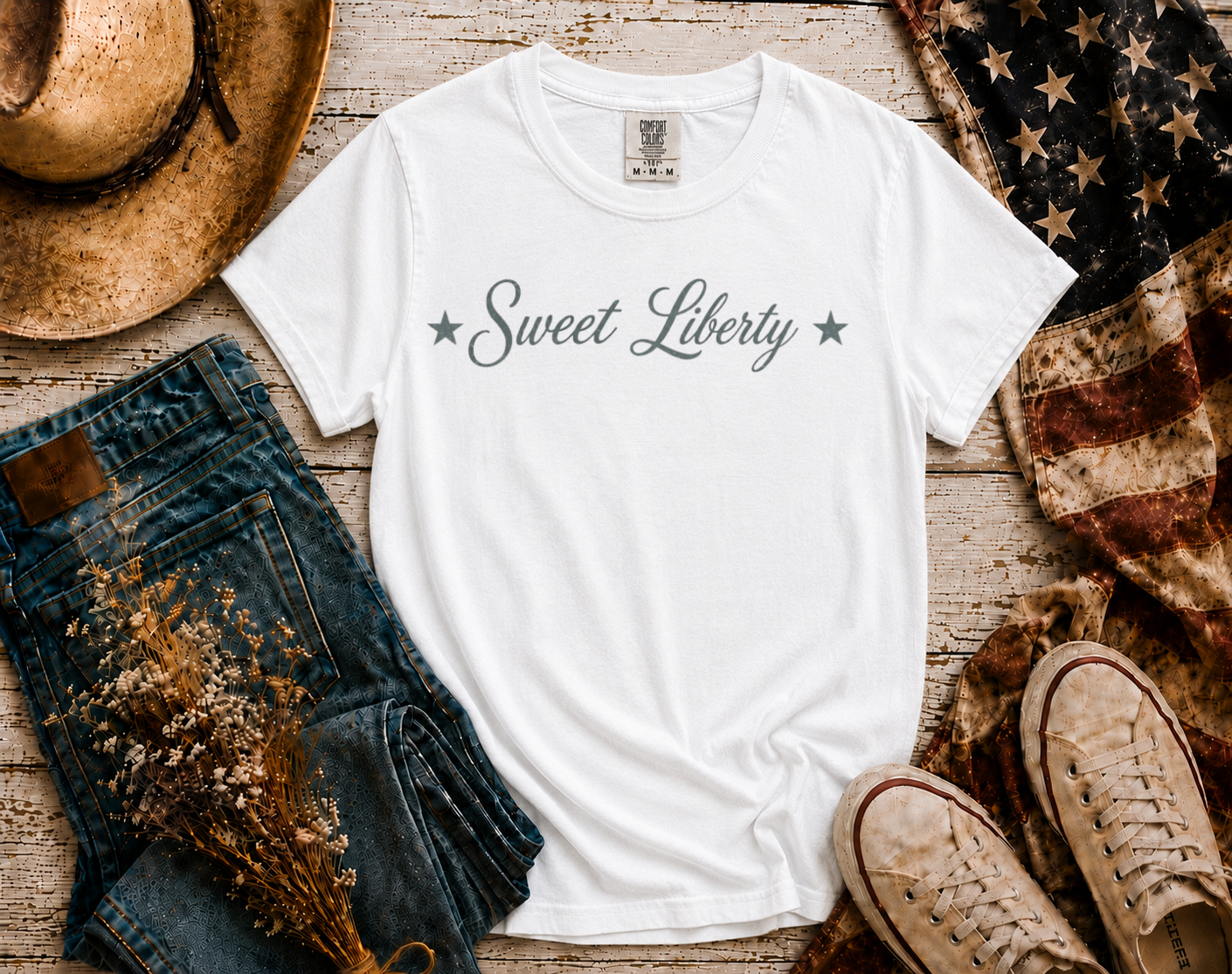 Sweet Liberty flatlay - White