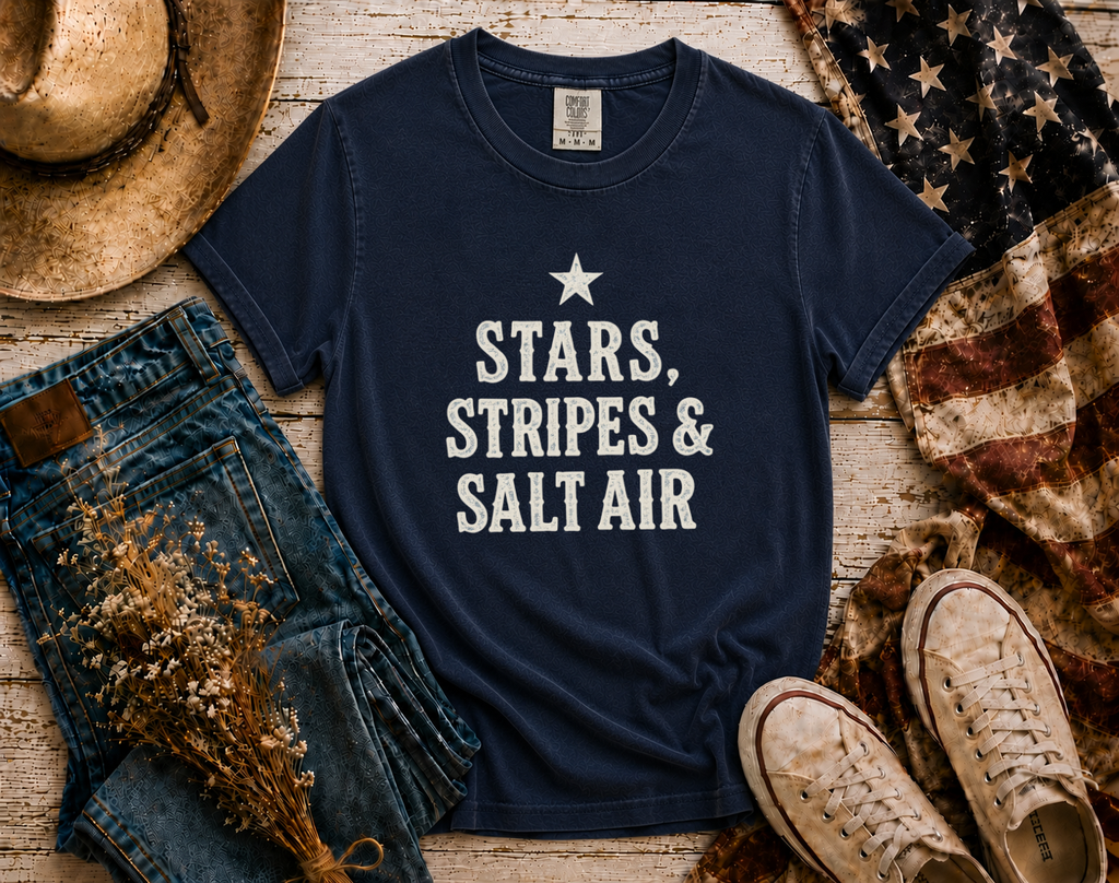 Stars Stripes Salt Air flatlay - True Navy