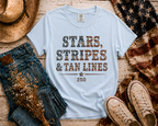 Stars Stripes Tan Lines flatlay - Chambray