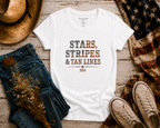 Stars Stripes Tan Lines flatlay - White