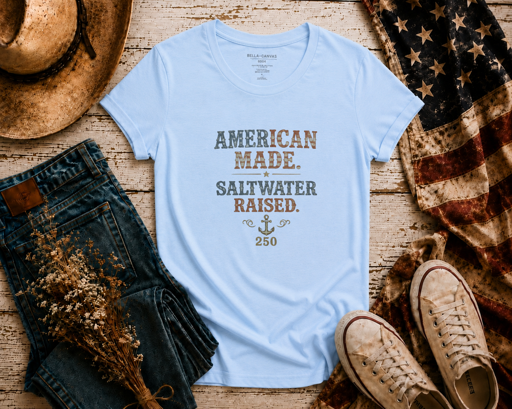 American Made Saltwater Raised flatlay - Baby Blue