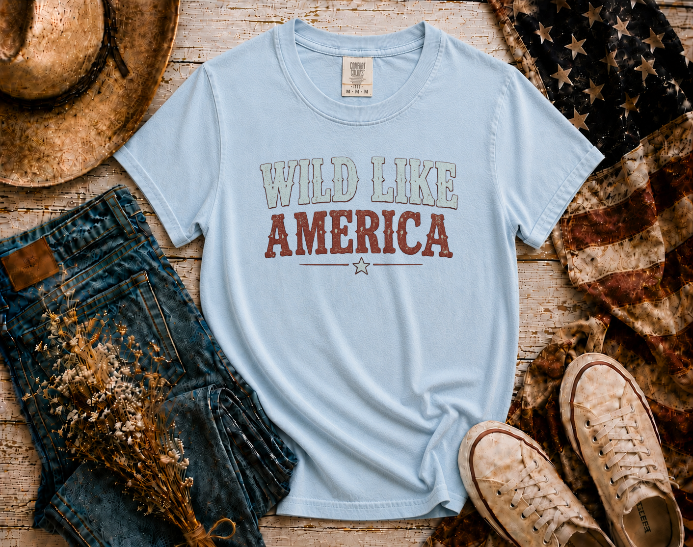 Wild Like America flatlay - Ice Blue
