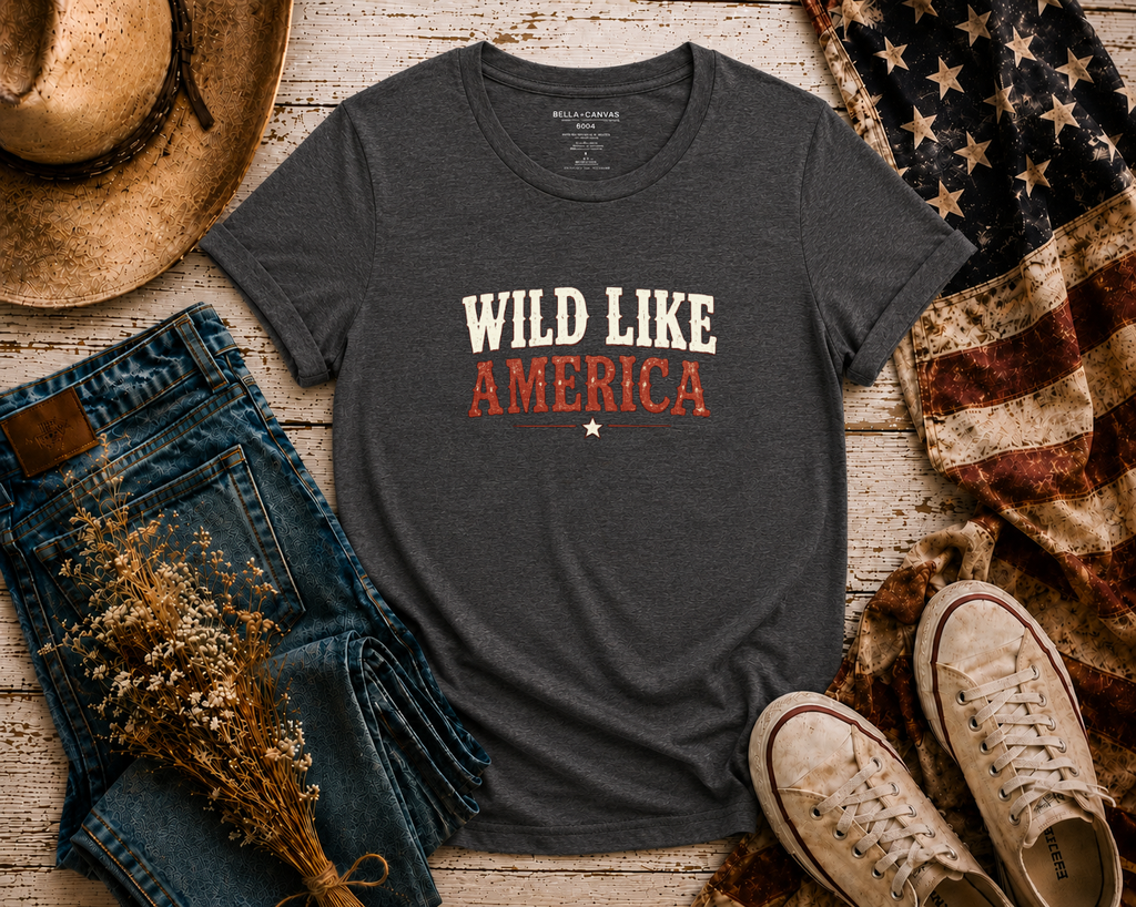Wild Like America flatlay - Dark Grey Heather