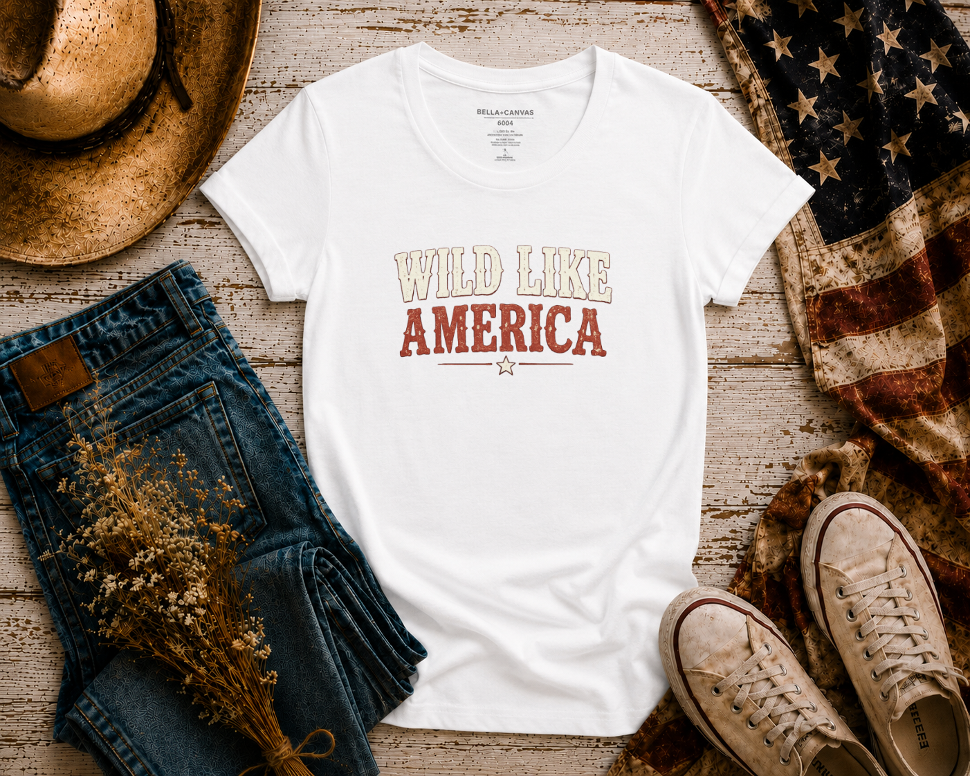 Wild Like America flatlay - White